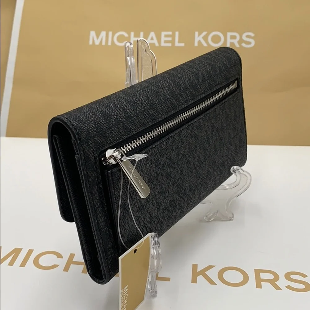 MICHAEL KORS JET SET TRAVEL LG TRIFOLD BLACK - Picture 16 of 16